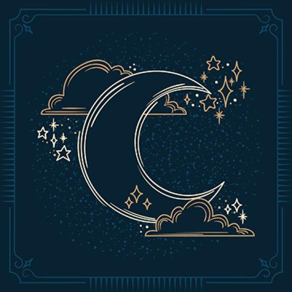 Moon Stars Drawing Illustration