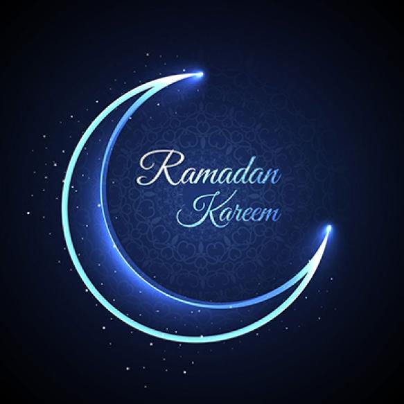 Ramadan Kareem Shiny Blue Background