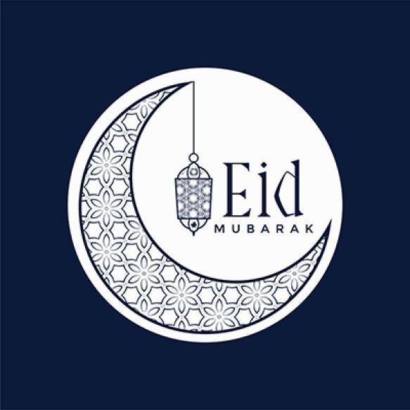 Stylish Eid Mubarak Festival Design With Moon Lamp