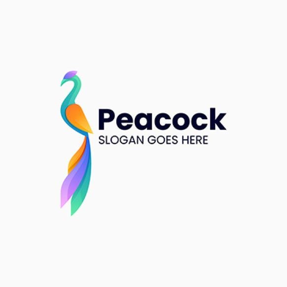 Vector Logo Illustration Peacock Gradient Colorful Style