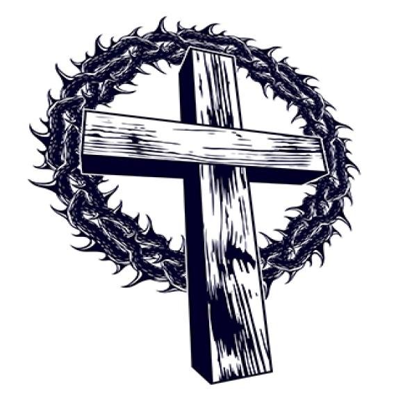 Christian Cross With Blackthorn Thorn Vector Religion Logo Tattoo Passion Christ