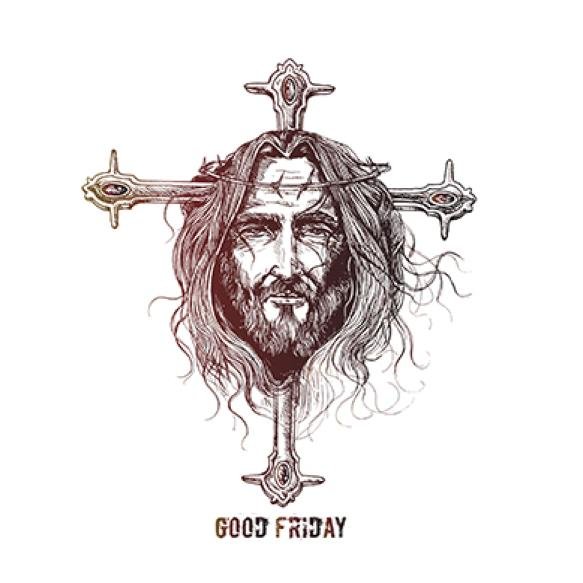 Good Friday Easter Jesus Face Cross Sketch Vector Illustration