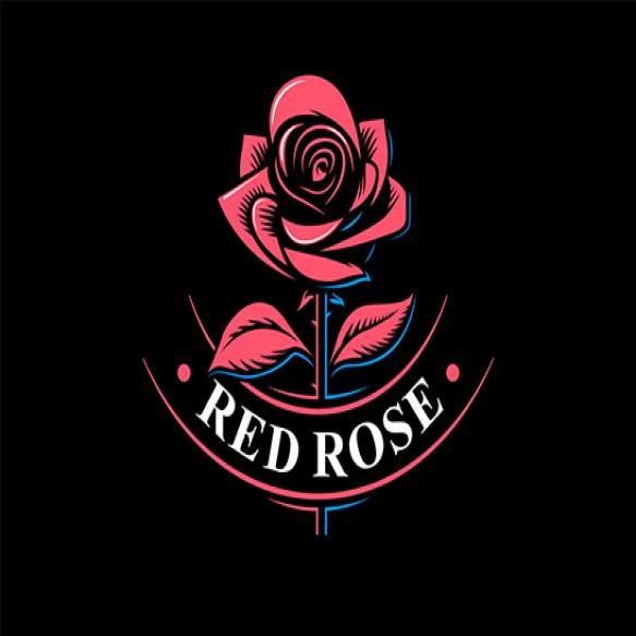 Red Rose Logo Illustration Emblem Design Black Background