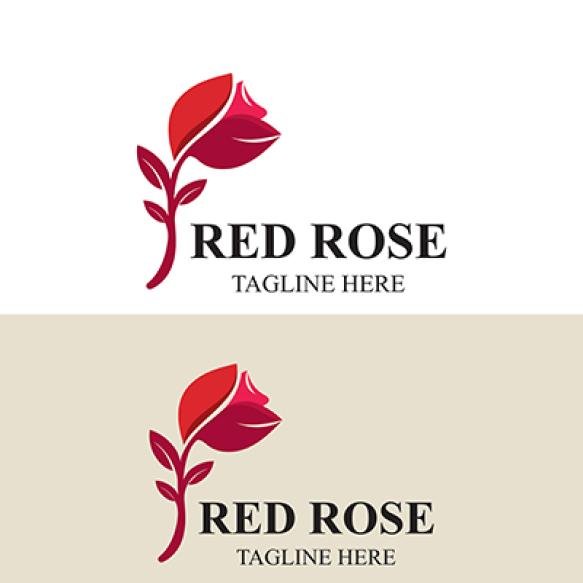 Rose Flower With Leaves Logo Vector Image Illustration Design Concept (1)