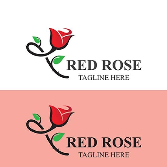 Rose Flower With Leaves Logo Vector Image Illustration Design Concept