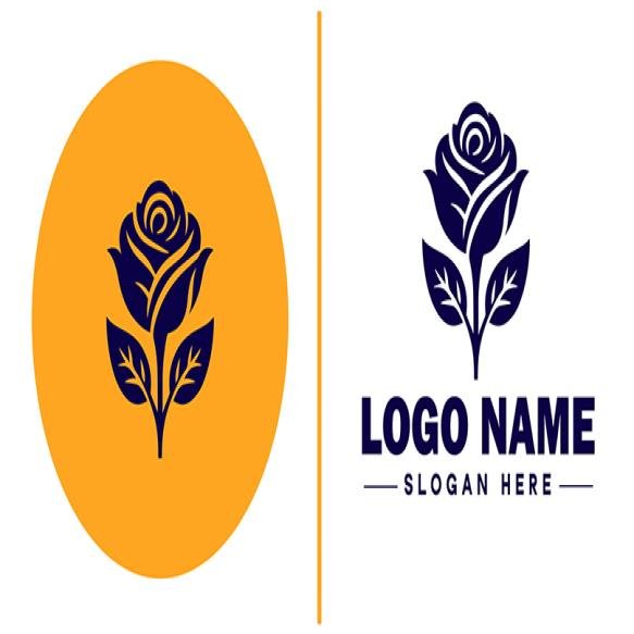 Rose Icon Rosa Blossom Flower Flat Logo Sign Symbol Editable Vector