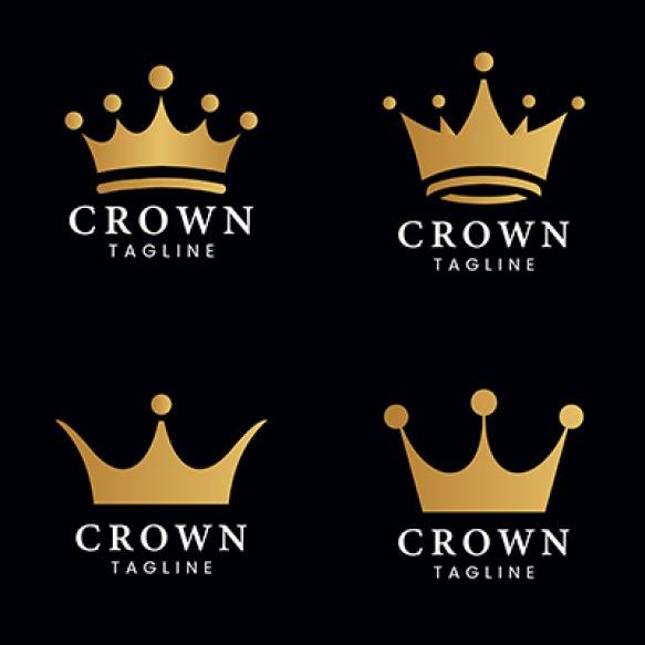 Collection Royal Elegant Gold Crown Logo Luxurious Majestic Design Black Background