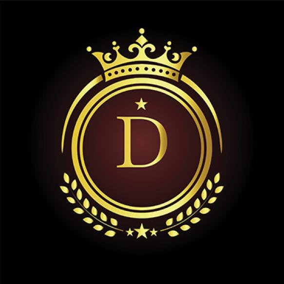 Elegant Golden Letter D Logo With Crown Laurel Design Luxury Branding Royalty