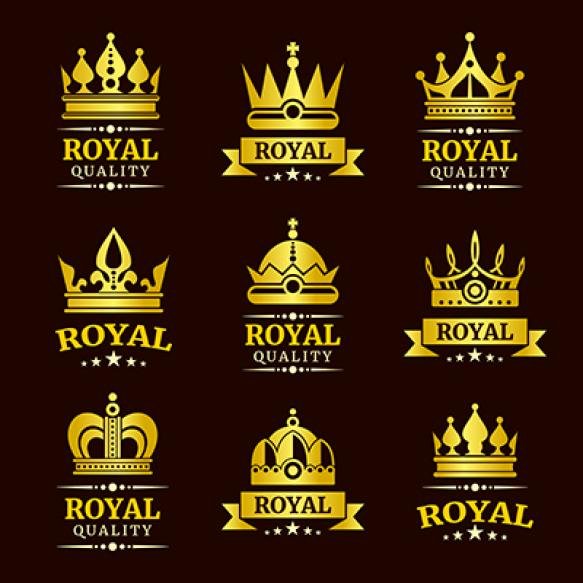 Golden Royal Quality Vector Crown Logo Templates Set