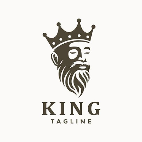 Greek Old Man Bearded King With Crown Logo
