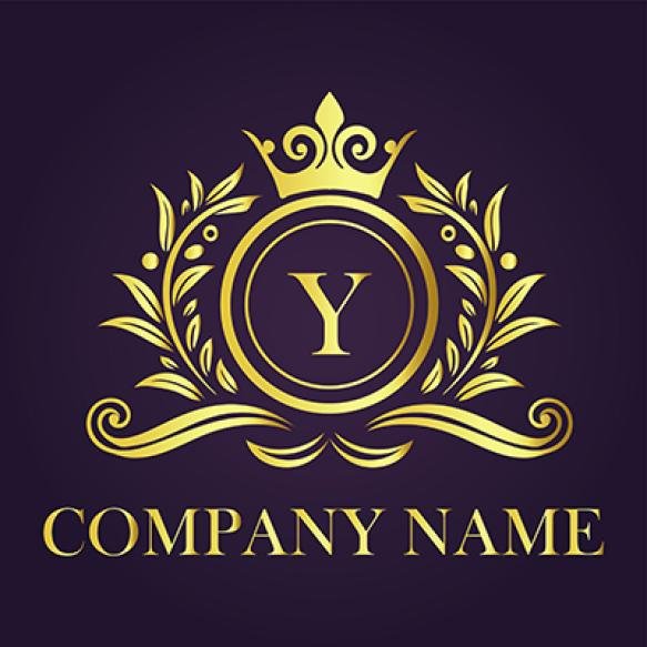 Letter Y Golden Crown Logo Vector Design Illustration