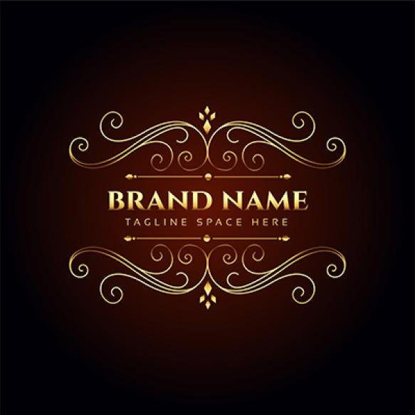 Luxury Brand Name Golden Floral Logo Concept Design