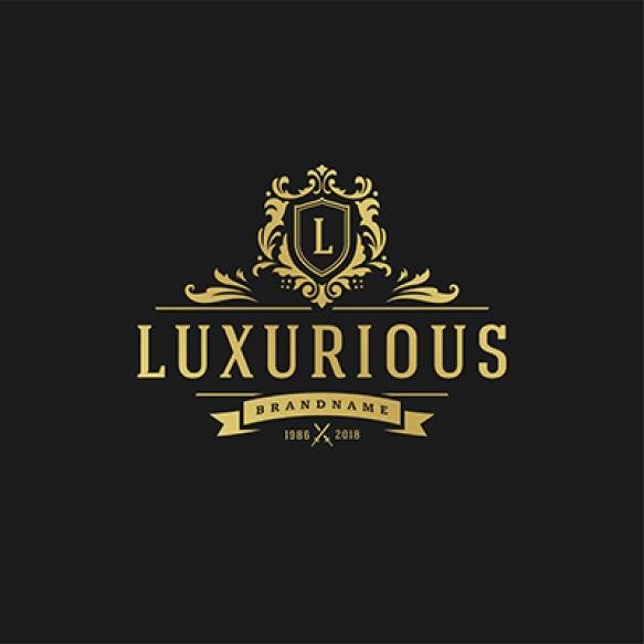 Luxury Logo Design Template Vector Illustration Victorian Vignettes Ornaments
