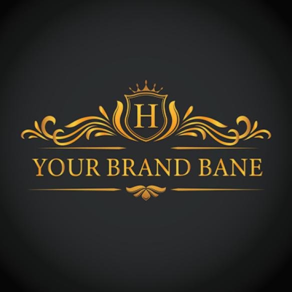 Vector Letter H Ornamental Logo Concept With Golden Crown
