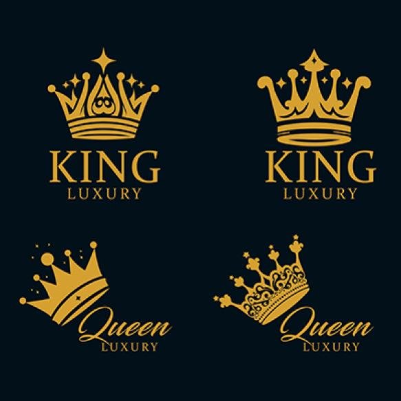 Vector Modern Crown Luxury Logo Royal King Queen Logo Set