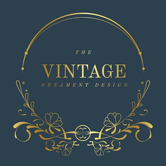 Vintage Golden Art Nouveau Badge Blue Vector