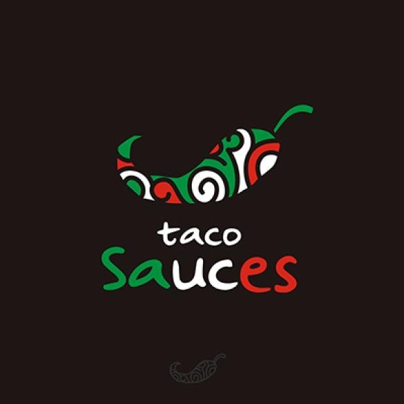 Chili Papper With Artistic Pattern Mexican Flag Taco Sauce Logo Design