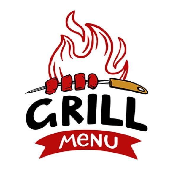 Grill Menu Handdrawn Inscription Slogan Food Court Logo Menu Restaurant Bar Cafe Vector Meat Kebab