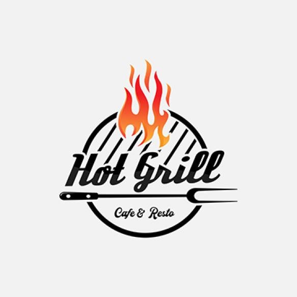 Hot Grill Logo Template Vector Illustration