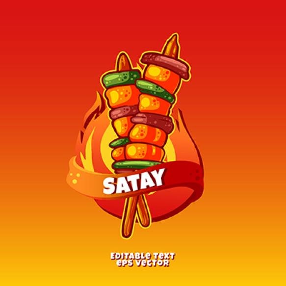 Korean Satay Food Mascot Logo