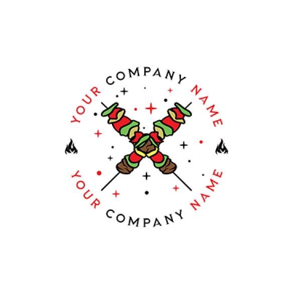 Logo Vector Hand Drawn Barbecue Skewer Vector