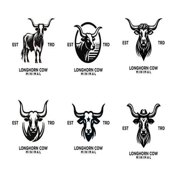 Longhorn Cow Simple Flat Logo Icon Design