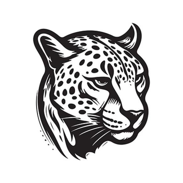 Cheetah Mascot Vintage Logo Line Art Concept Black White Color Hand Drawn Illustration