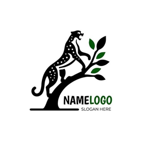Elegant Minimalistic Logo Roaring Cheetah Climbing Onto Tree (1)