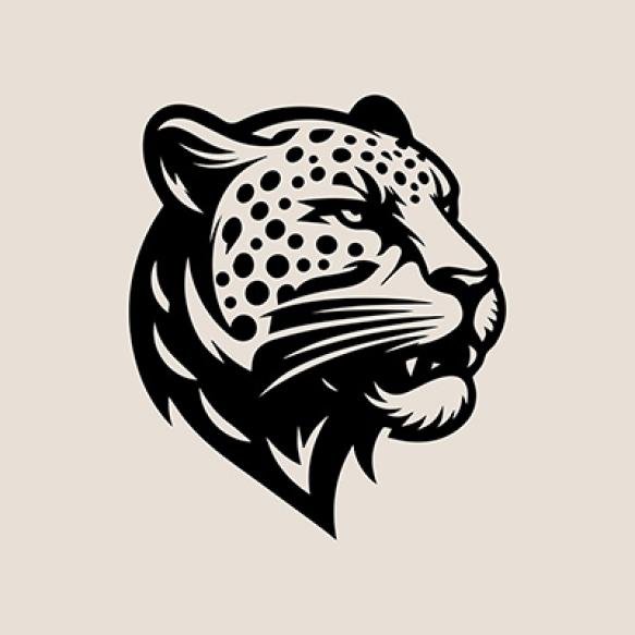 Leopard Head Vector Illustration Beige Background Black White