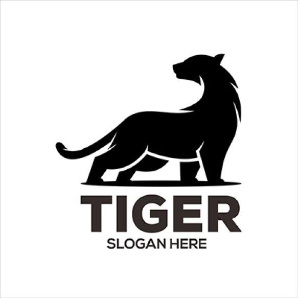 Tiger Silhouette Illustration Logo Design