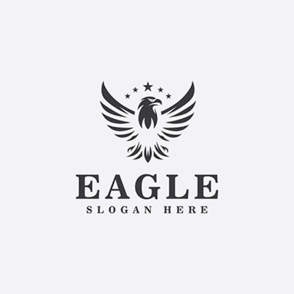 Eagle Logo Design Monochrome Sport Style Black White
