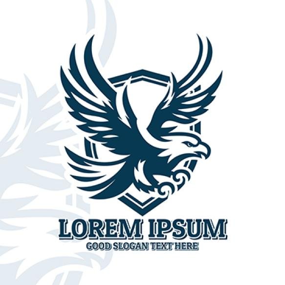 Eagle Shield Logo Illustration Flying Eagle With Shield Backdrop Design Illustration Falcon Icon