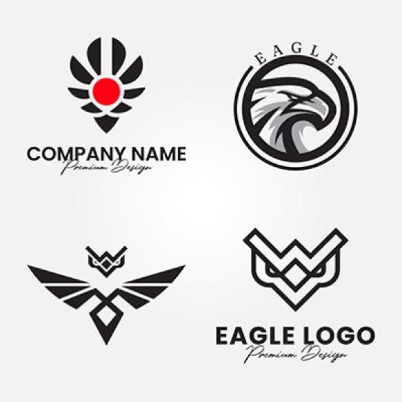Set Bundle Head Eagle Logo Design Phoenix Vector Emblem Bird Falcon Vector Wings Logo Template