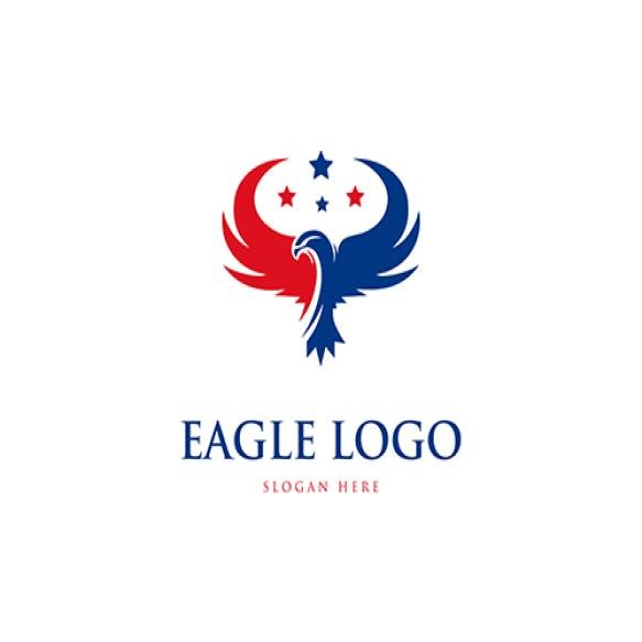 Simple Eagle With Stars Logo Design Modern Vector Template