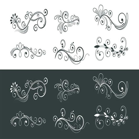 Ornamental Floral Decoration Swirl Pattern Collection