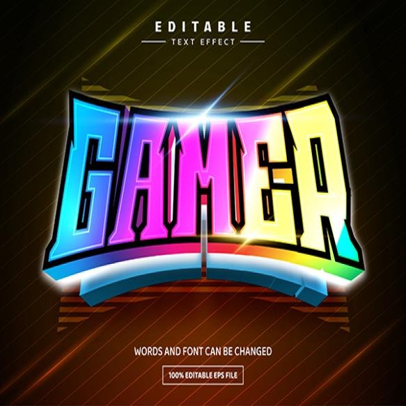 Gamer Colorful 3d Editable Text Effect Template