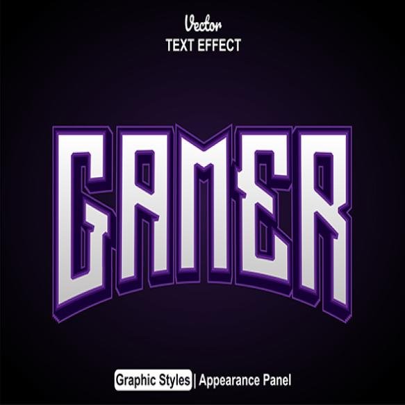 Gamer Text Effect With Purple Color Graphic Style Editable