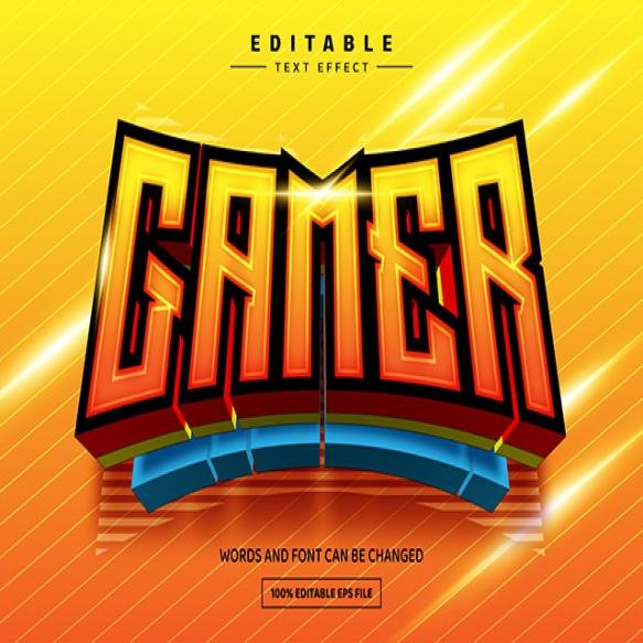Gamer Yellow 3d Editable Text Effect Template