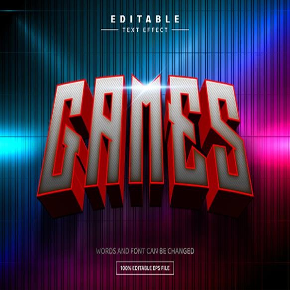Games 3d Editable Text Effect Template
