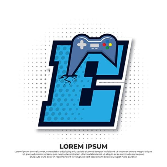 Letter E With Game Icon Gaming Console Esport Logo Designs With Pop Style