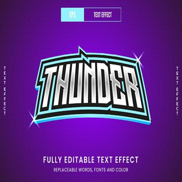 Thunder 3d Editable Vector Text Effect Esport Logo