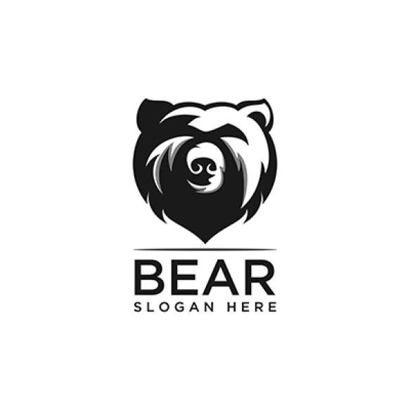 Bear Head Logo Design Template Illustration Creative Black White Head Bear Logo