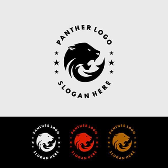 Emblem Badge Stamp Panther Logo Design Concept