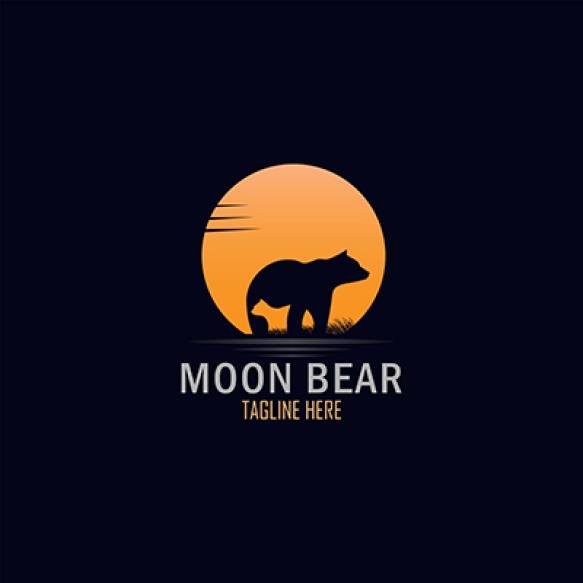 Exotic Full Moon Bear With Cubs Logo Design