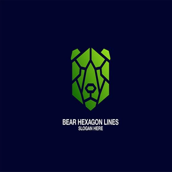 Hexagon Bear Face Puzzle Vector Template Logo Design