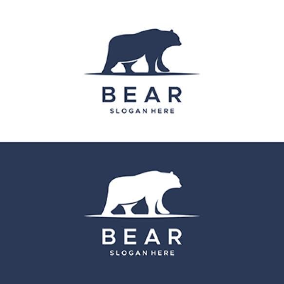 Polar Bear Animal Logo Template Design Bear Face Isolated Background