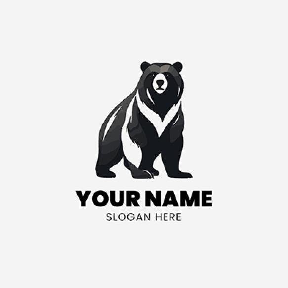 Side Profile Logo Design Full Body Bear 1 Black Color Generative Ai