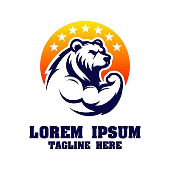 Strong Bear Logo With Star Suitable Mascot Logo With Fitness Sports Theme