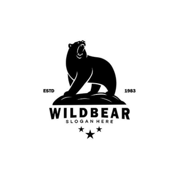 Vintage Logo Silhouette Bear Vector Illustration Mascot Logo Icon
