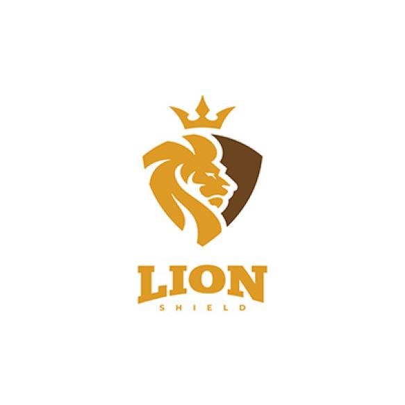 Lion Security Logo Lion Head Face Silhouette Crown Shield Vector Icon